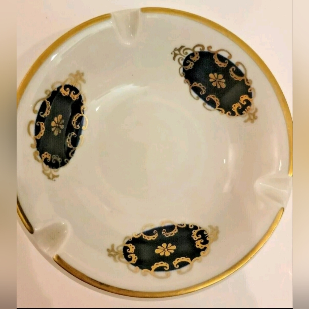 Echt/Real Kobalt/ Cobalt 1792 -Porcelain Ashtray - Gold Trim Thuringen GDR